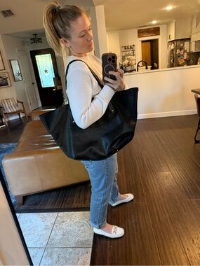Annabel Ingall Black Leather Oversized Tote Bag
